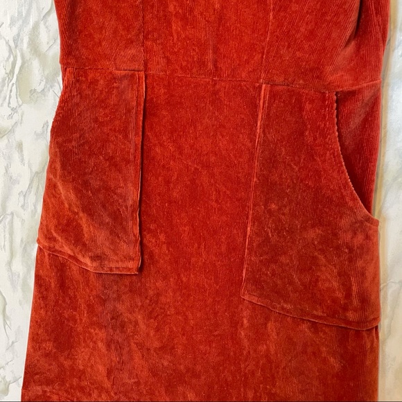 Topshop 2 rust orange corduroy mini dress pockets - Picture 7 of 9